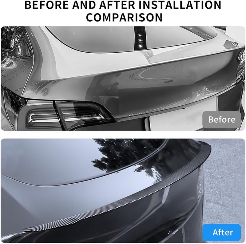 SHINELINERS Rear Spoiler for Tesla Model Y Juniper (Standard/Premium/Performance) 2025-2026, Carbon Fiber Pattern Trunk Wing, No-Drill Installation - Image 3